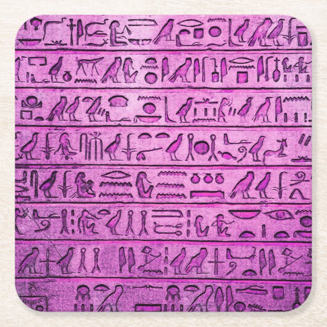 Anciska egyptiska Hieroglyfer Lila Papper Underläg Underlägg Papper Kvadrat (Framsidan)