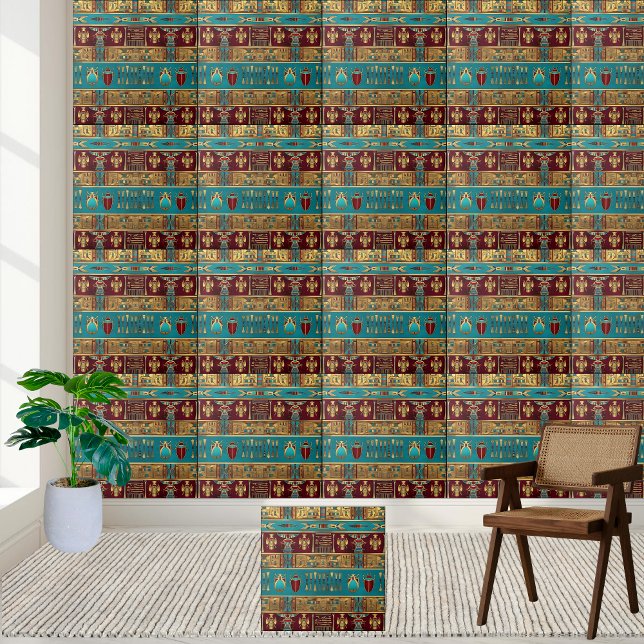 Anciska egyptiska Hieroglyfer Mönster Tile Kakelplatta (Ancient Egyptian Hieroglyphs Pattern Tile)