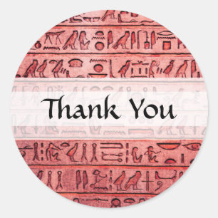 Anciska egyptiska Hieroglyfer Red Runt Klistermärke