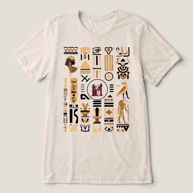 Anciska egyptiska Hieroglyfer T Shirt (Design Framsida)