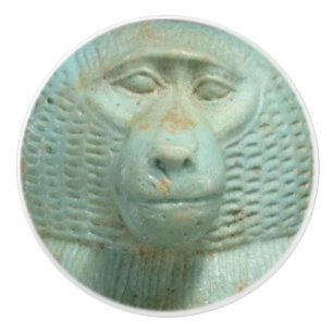 Anciska egyptiska Jade Baboon Snout Museum Statue Knopp