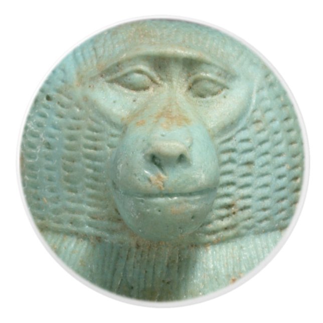 Anciska egyptiska Jade Baboon Snout Museum Statue Knopp (Framsidan)