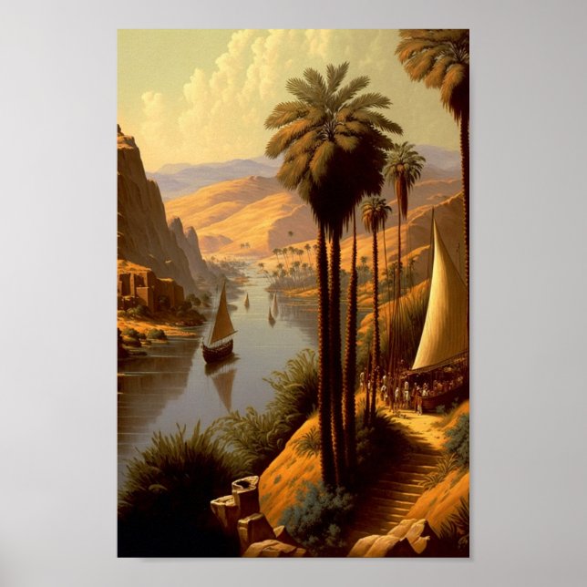 Anciska egyptiska Nilfloden Fantasy Art Poster (Framsidan)