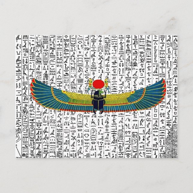 Anciska egyptiska Winged Scarab Vykort (Framsida)