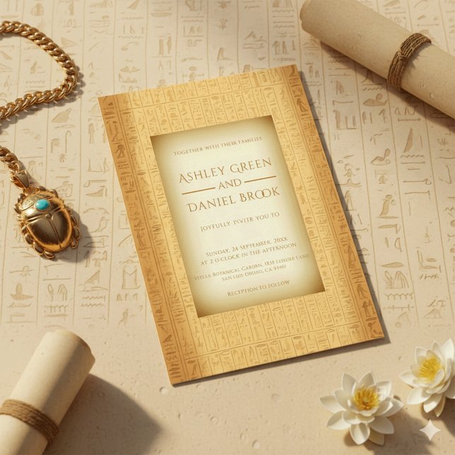 Anciska hieroglyfiska motifs egyptiska Bröllop Inbjudningar (Skapare uppladdad)