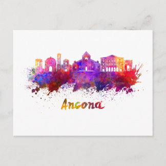 Ancona skyline i vattenfärg vykort