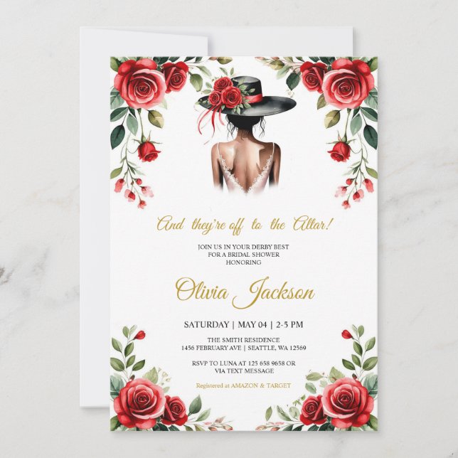 And They’re Off to the Altar! Derby Theme  Inbjudningar (Framsida)