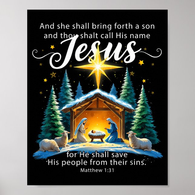 And Thou Shalt Call His Name Jesus Nativity Christ Poster (Framsidan)