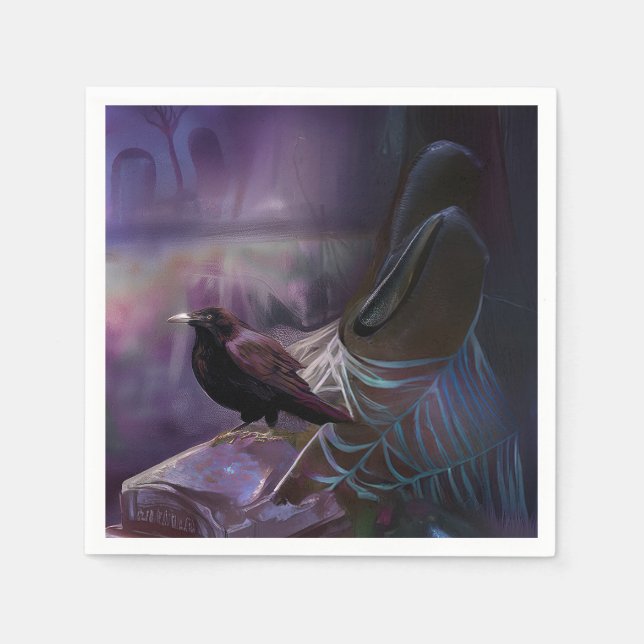 Ändå, Raven Cemetery Napkins Halloween Pappersservett (Framsidan)