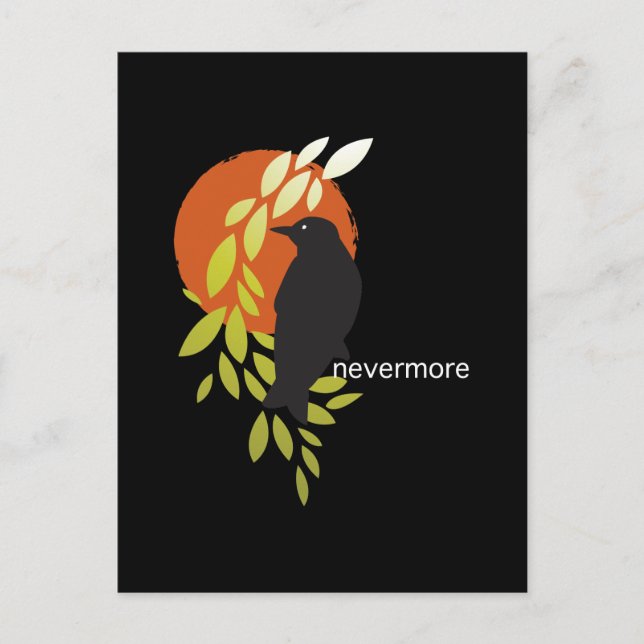 Ändå - Raven & Måne av Poe Vykort (Framsida)