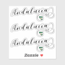 Andalucía Heart Flagga Stickers, Andalusien, Spani