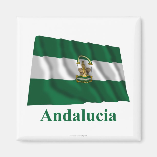 Andalucía som viftar med flagga med namn magnet (Framsidan)
