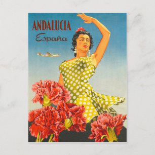 Andalucíen, Spanien, traditionell dans, kvinna, vi Vykort