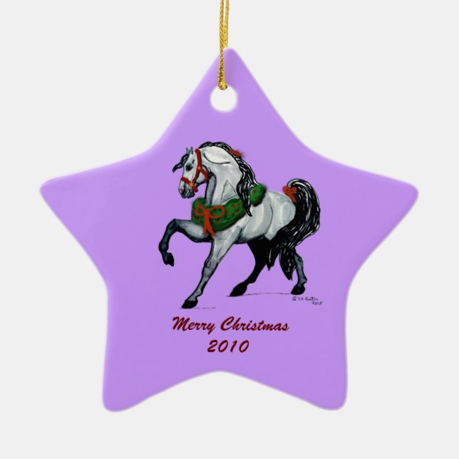Andalusian hästprydnad för jul julgransprydnad keramik (Framsidan)