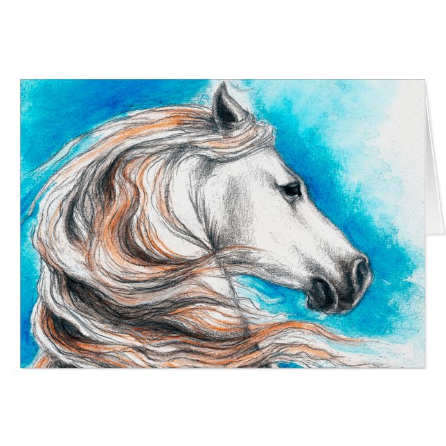 Andalusian hingsthäst hälsningskort (Framsidan Horizontal)