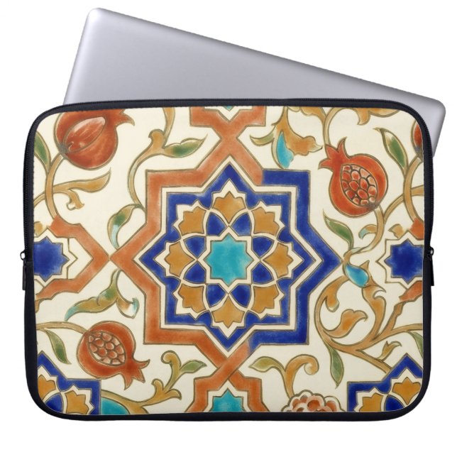 Andalusian Pomegranate & Blue Star Canvas Laptop Fodral (Framsidan)