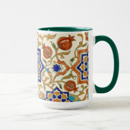 Andalusian Pomegranate & Blue Star Geometric Tile  Mugg