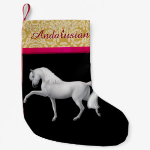 Andalusian spansk hästjulstrumpa för vit liten julstrumpa