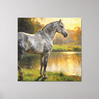 Andalusian Stallion by the Lake Canvastryck