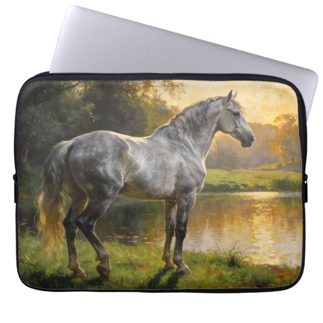 Andalusian Stallion by the Lake Laptop Fodral (Framsidan)