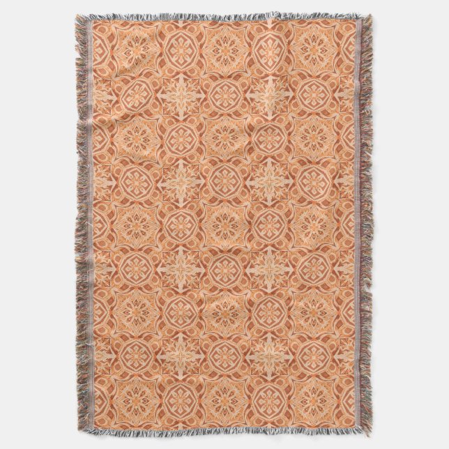 Andalusian Star Pattern in Peach and Terracotta Filt (Framsidan Vertikal)