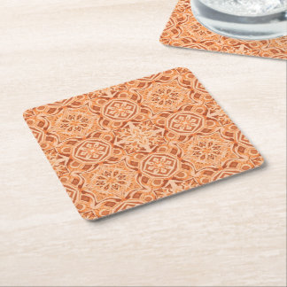 Andalusian Star Pattern in Peach and Terracotta Underlägg Papper Kvadrat