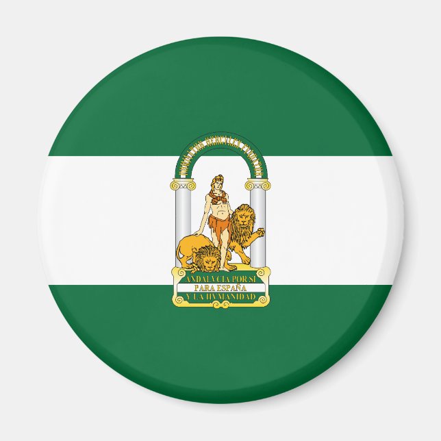 Andalusien, flagga Spanien Magnet (Framsidan)