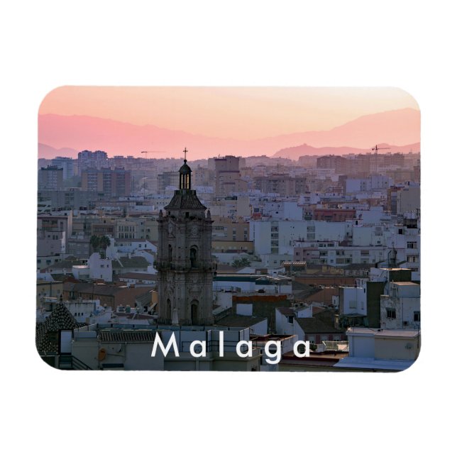 Andalusien. Solnedgång över Malaga. Magnet (Horisontell)