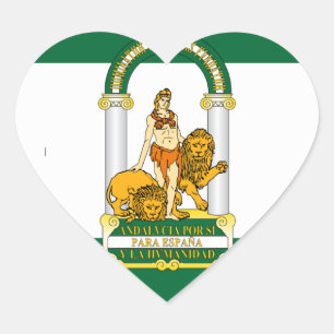 Andalusien (Spanien) Flagga Hjärtformat Klistermärke