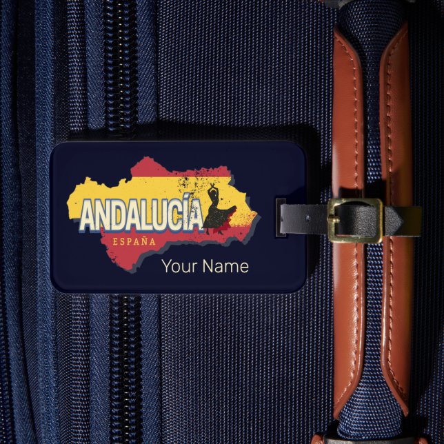 Andalusien Spanien Retro Karta Vintage Flamenco He Bagagebricka (Framsida Insitu 4)