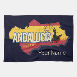 Andalusien Spanien Retro Karta Vintage Flamenco He Kökshandduk