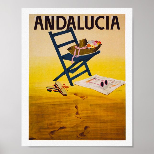 Andalusien Spanien Vintage resor Poster (Framsidan)