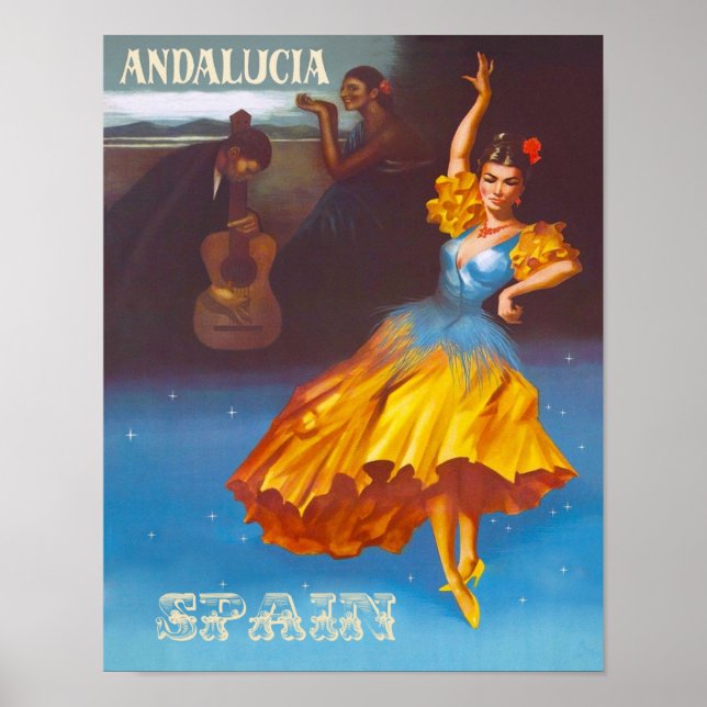 Andalusien, Spaniens reseaffisch Poster (Framsidan)