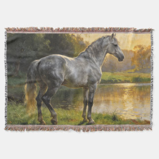 Andalusisk hingst vid sjön filt