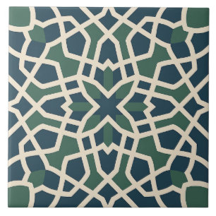 Andalusisk labyrint: Grön och blå geometrisk kakel