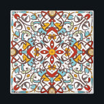 Andalusisk mosaik magnet<br><div class="desc">s. Under de senaste århundradena har den andalusiska civilisationen upplevt en underbar arkitektonisk renaissance i händer av muslimer,  och efter Granadas fall flyttat dessa arkitektoniska,  konstnärliga och keramiska industrier till Maghreb,  så de utvecklades från konstnärer,  hantverkare och hantverkare. Resultatet blev en skönhetens värld i Fassians och Marrakech hus</div>