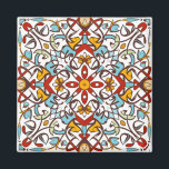 Andalusisk mosaik magnet<br><div class="desc">s. Under de senaste århundradena har den andalusiska civilisationen upplevt en underbar arkitektonisk renaissance i händer av muslimer,  och efter Granadas fall flyttat dessa arkitektoniska,  konstnärliga och keramiska industrier till Maghreb,  så de utvecklades från konstnärer,  hantverkare och hantverkare. Resultatet blev en skönhetens värld i Fassians och Marrakech hus</div>