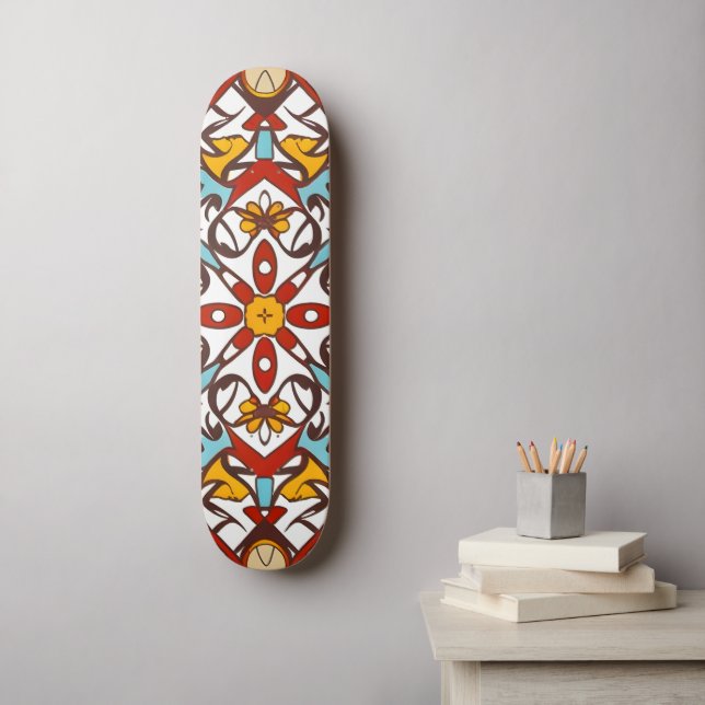 Andalusisk mosaik mini skateboard bräda 18,5 cm (Väggkonst)