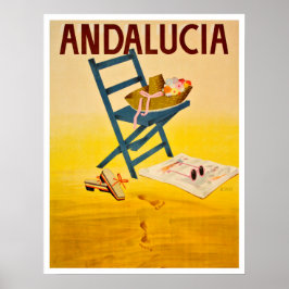 Andalusisk strand,Spanien,sommarhatt på stol, vint Poster