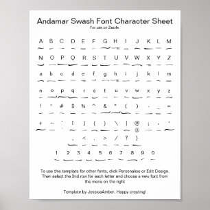 Andamar Swash Teckensnitt Lakan för Zazzle Poster