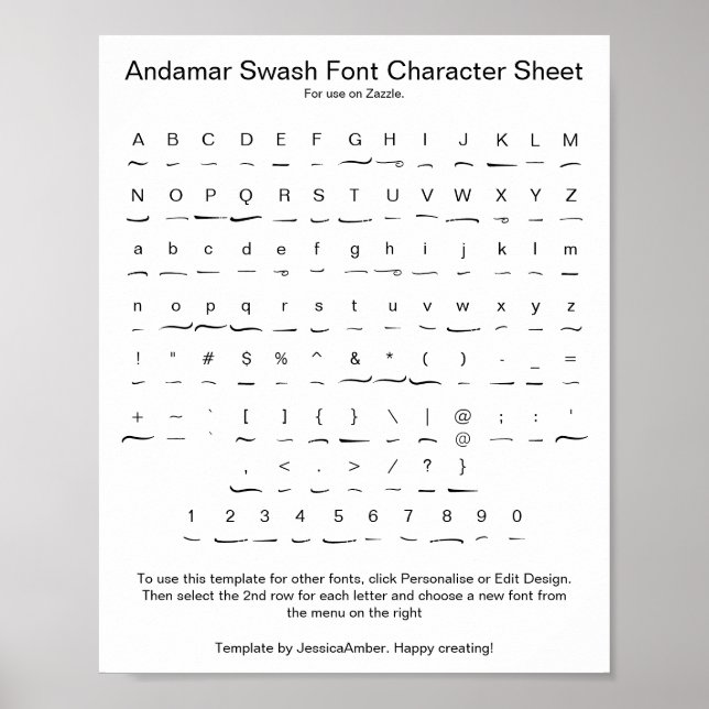 Andamar Swash Teckensnitt Lakan för Zazzle Poster (Framsidan)