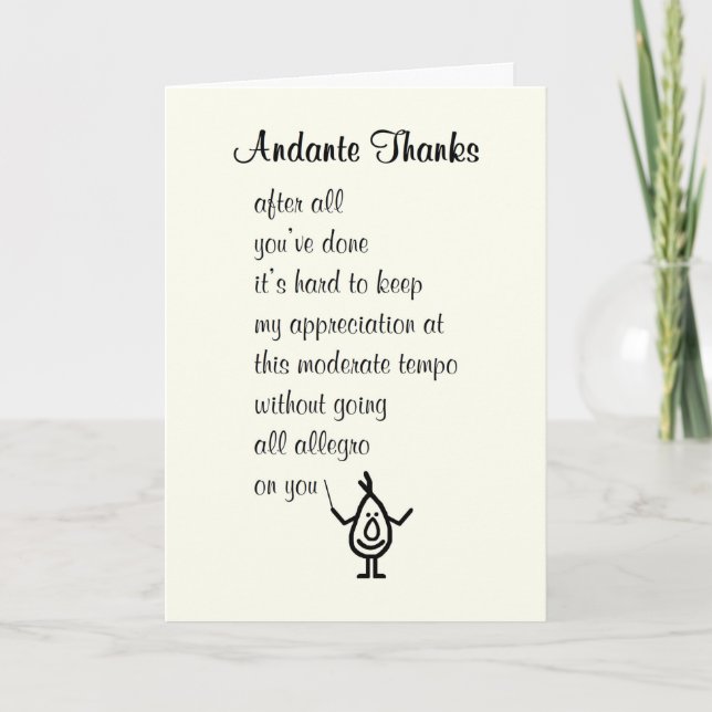 Andante Tack för en fin Tack Dikt Kort (Framsida)