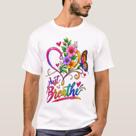 Andas djupt | Färgrik Blommig Hjärt & Fjäril T Shirt
