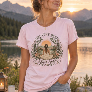 Andas Djupt Förbli Mjuk | Mindfulness Botanisk T Shirt
