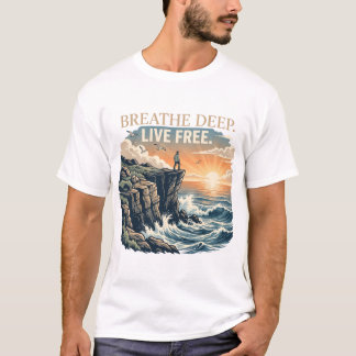 Andas djupt Lev fritt Ocean Cliff Adventure-grafik T Shirt