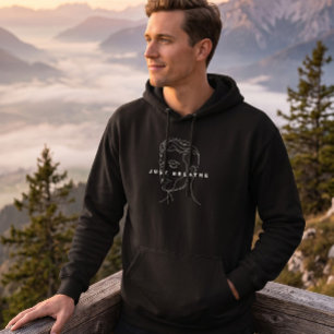 Andas Djupt Svart Hoodie Minimalistisk Linjekons