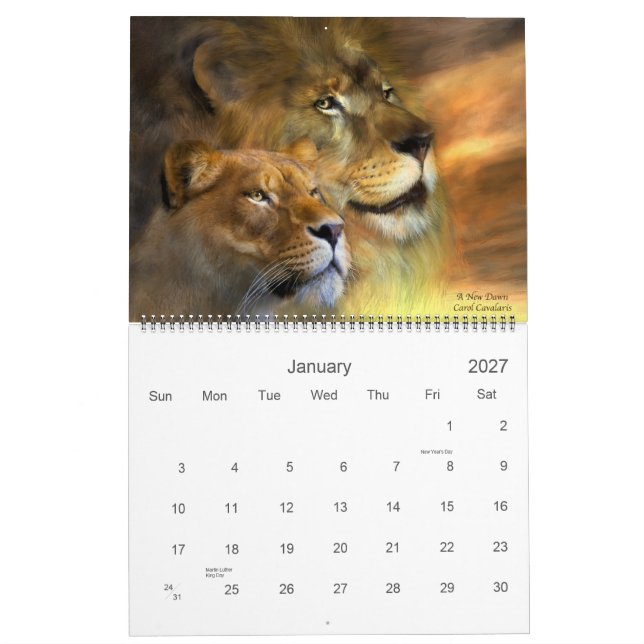 Ande av kalendern för vildlejon 2011 kalender (Jan 2027)