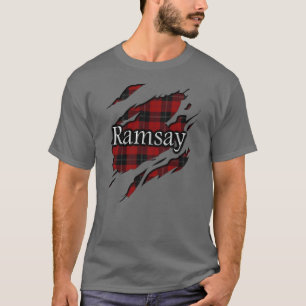 Ande för klanRamsay Ramsey röd svart Tartan Tee