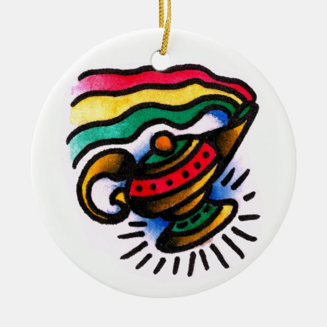 Ande i arabiska sagorflaskavattenfärg julgransprydnad keramik (Framsidan)