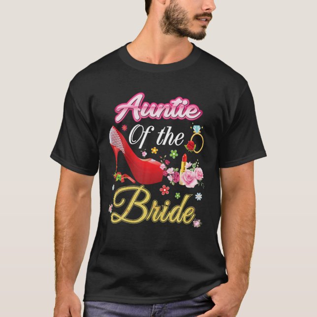 Andel av den blommande Rosan i Bride Lycklig Bröll T Shirt (Framsida)